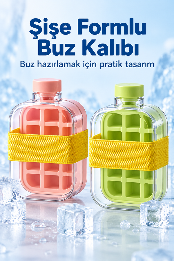 Mucit Home 500 ml Buz Kalıbı Pipetli Matara Soğuk İçecek Şişesi Buzluklu Suluk