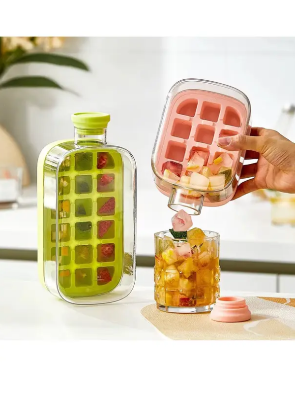 Mucit Home 1000 ML Buz Kalıbı Pipetli Matara Soğuk İçecek Şişesi Buzluklu Suluk