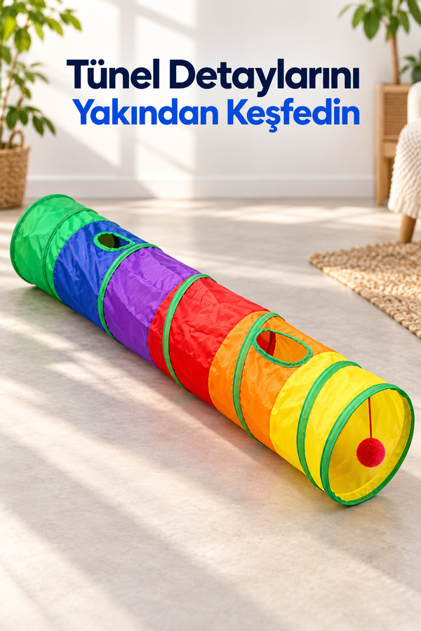 Mucit Home Düz Kedi Tüneli Katlanır Gökkuşağı Uzun Düz Kedi Köpek Oyun Tüneli Evcil Hayvan Oyun Tüneli