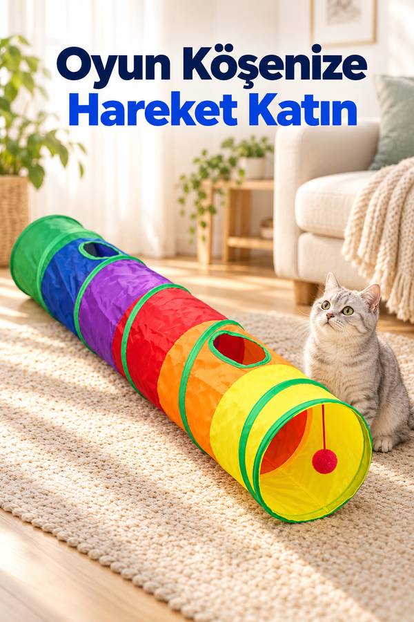 Mucit Home Düz Kedi Tüneli Katlanır Gökkuşağı Uzun Düz Kedi Köpek Oyun Tüneli Evcil Hayvan Oyun Tüneli