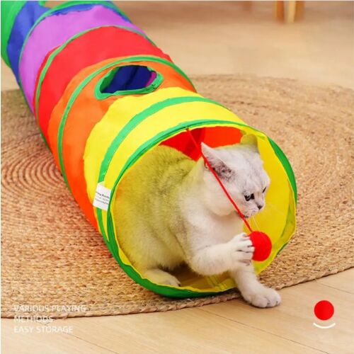 Mucit Home Düz Kedi Tüneli Katlanır Gökkuşağı Uzun Düz Kedi Köpek Oyun Tüneli Evcil Hayvan Oyun Tüneli