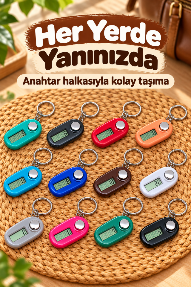 Mucit Home 1 Adet Tek Düğmeli Zikirmatik Sayım Sayacı Anahtarlık Zikirmatik Dijital Tesbih