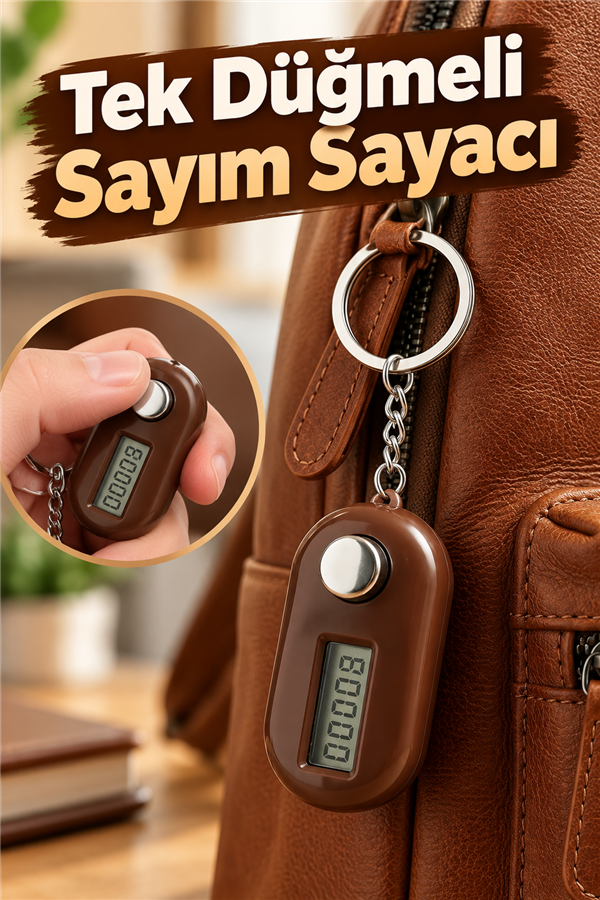 Mucit Home 1 Adet Tek Düğmeli Zikirmatik Sayım Sayacı Anahtarlık Zikirmatik Dijital Tesbih