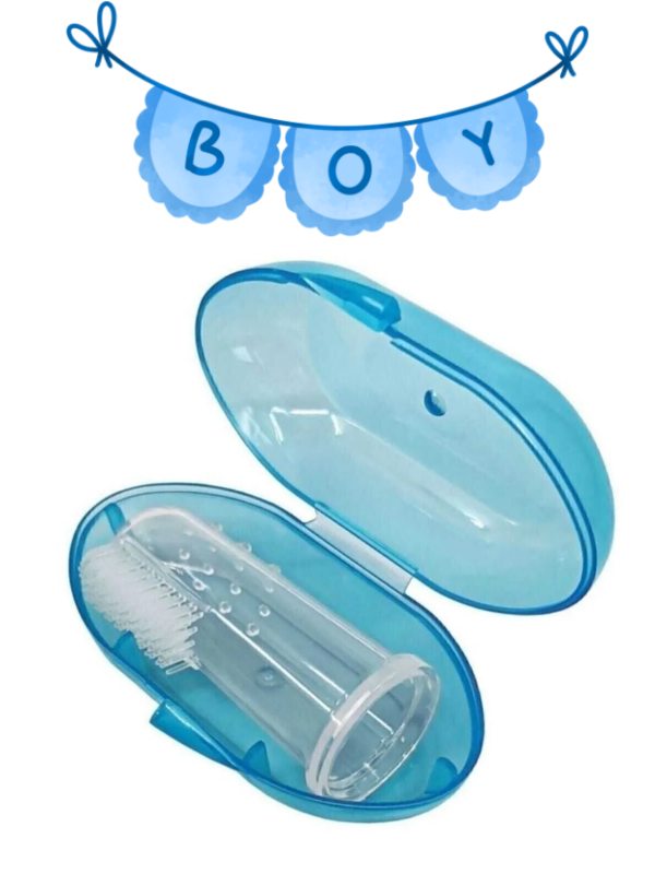 Mucit Home Mavi Erkek Bebek Çocuk Silikon Parmak Diş Kaşıyıcı Dil Temizleyici Diş Fırçası