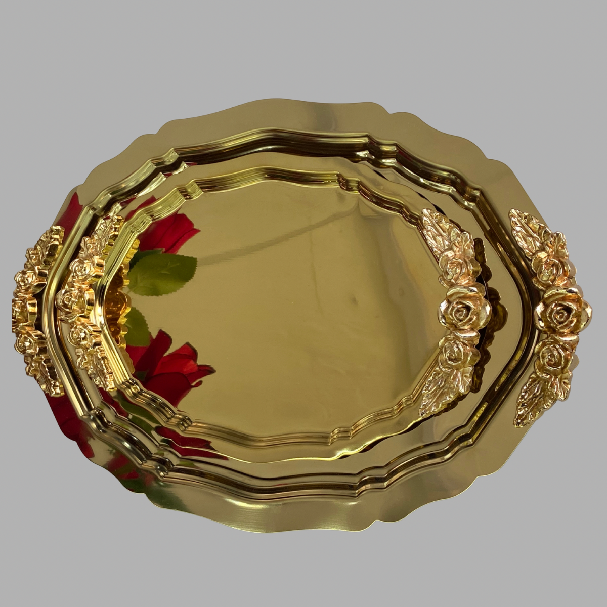 Mucit Home  OVAL GOLD MODEL 2 ADET KULPLU SUNUM TEPSİSİ