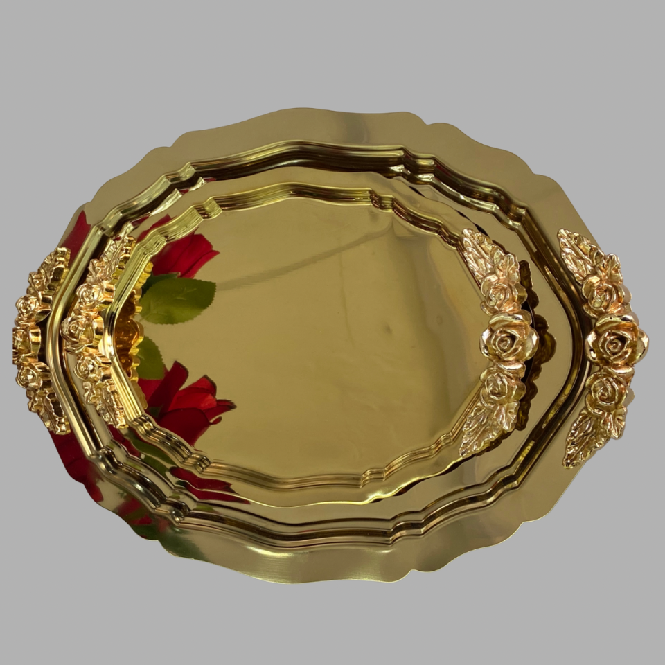Mucit Home  OVAL GOLD MODEL 2 ADET KULPLU SUNUM TEPSİSİ