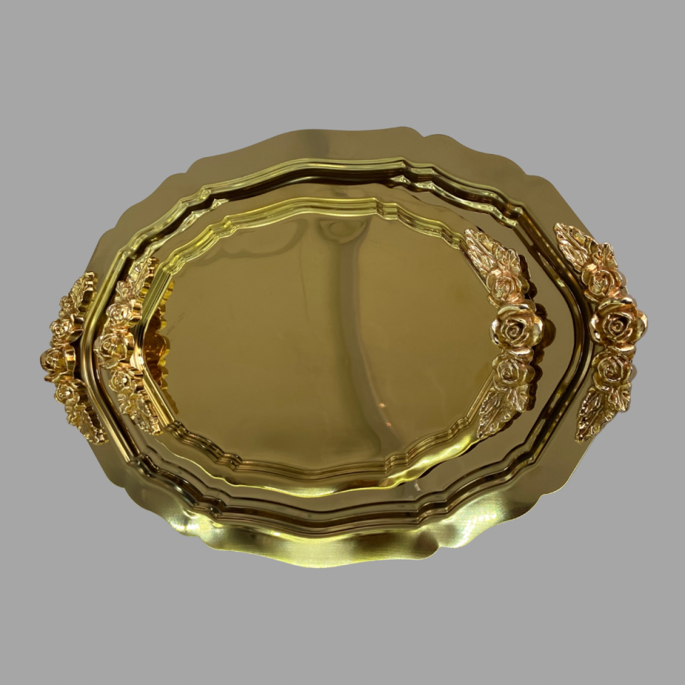 Mucit Home  OVAL GOLD MODEL 2 ADET KULPLU SUNUM TEPSİSİ
