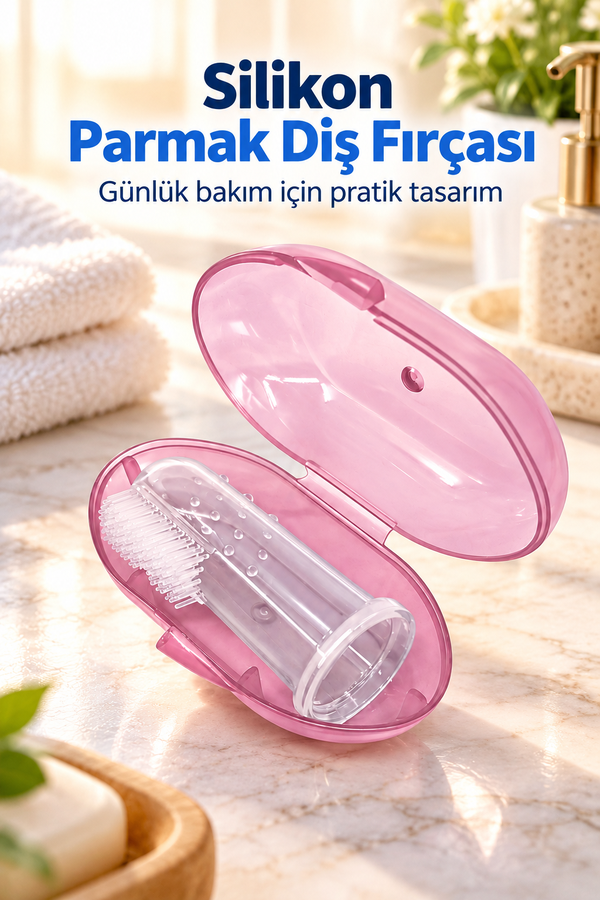 Mucit Home Pembe Kız Bebek Çocuk Silikon Parmak Diş Kaşıyıcı Dil Temizleyici Diş Fırçası