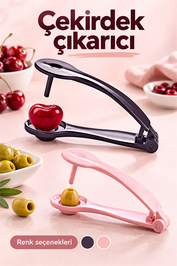 Mucit Home Plastik Kiraz Çekirdeği Çıkarıcı Yeşil Siyah Zeytin,Vişne Çekirdek Çıkarıcı