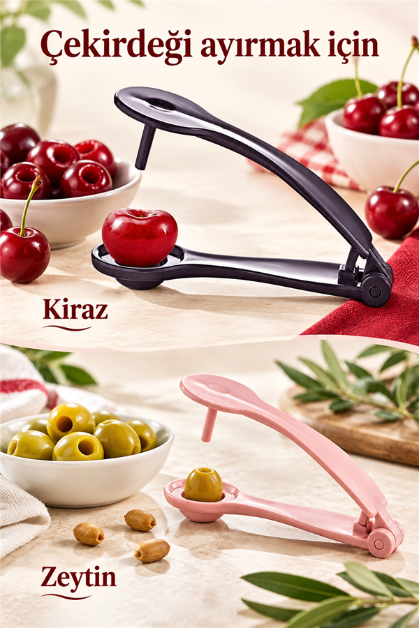 Mucit Home Plastik Kiraz Çekirdeği Çıkarıcı Yeşil Siyah Zeytin,Vişne Çekirdek Çıkarıcı