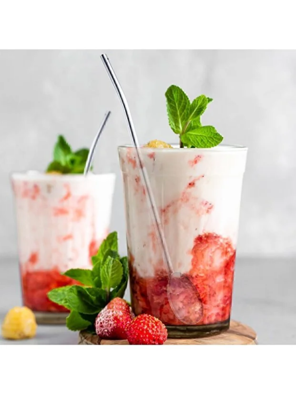 Mucit Home Kaşıklı Milkshake Pipeti Gümüş Paslanmaz Çelik 6'Lı Pipet Seti+ 1 Adet Temizleme Fırçası