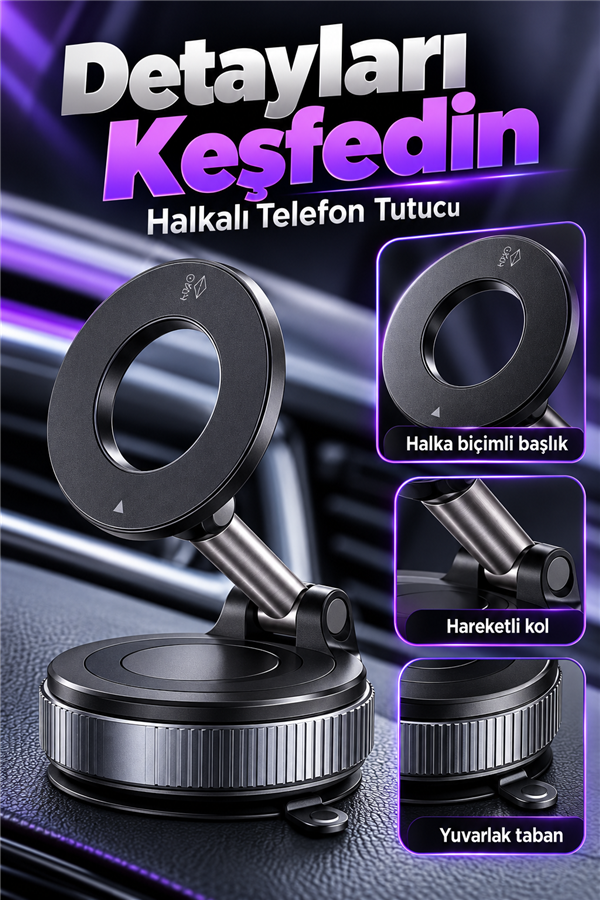 Mucit Home Mıknatıslı Telefon Tutucu 360 Dönebilen Ayarlanabilir Araç Içi Tutucu Magsafe Uyumlu