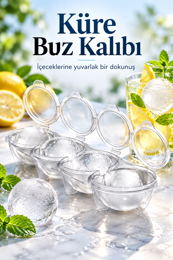 Mucit Home Küre Buz Top Kalıbı Küre Buz Topu Kalıbı 2 Adet Yuvarlak Içecek Buz Topu Dondurucu