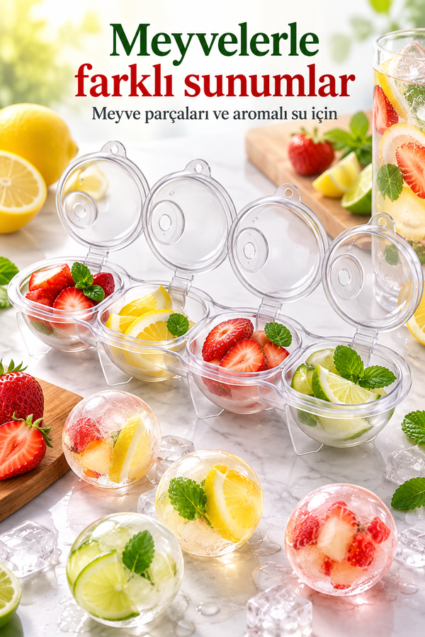 Mucit Home Küre Buz Top Kalıbı Küre Buz Topu Kalıbı 2 Adet Yuvarlak Içecek Buz Topu Dondurucu