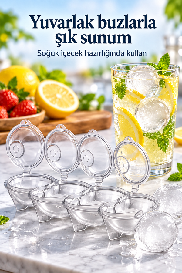Mucit Home Küre Buz Top Kalıbı Küre Buz Topu Kalıbı 2 Adet Yuvarlak Içecek Buz Topu Dondurucu