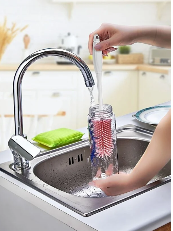 Mucit Home Silikon Fırçalı Biberon Şişe Bardak Kavanoz Yıkama Fırçası