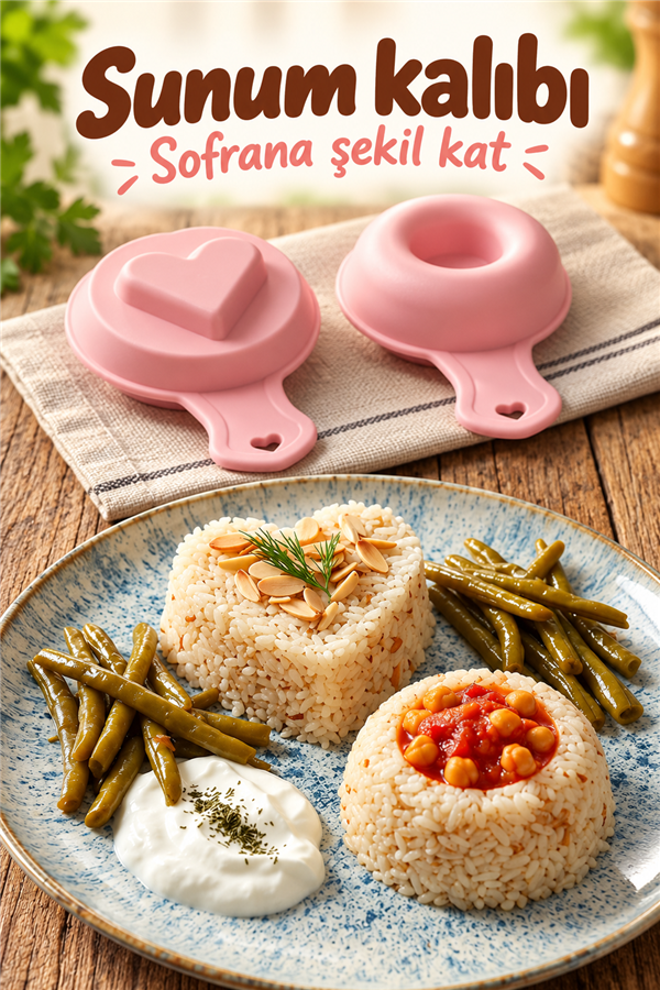 Mucit Home Pilav Tatlı Helva Sunum Kalıbı 2'li Kolay Şekil Veren Pratik Mutfak Kalıbı