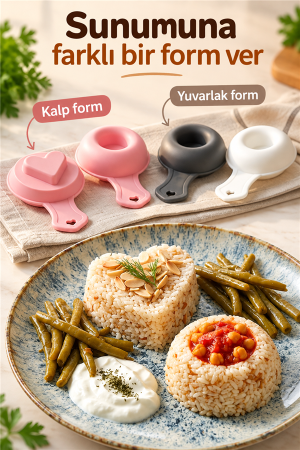 Mucit Home Pilav Tatlı Helva Sunum Kalıbı 2'li Kolay Şekil Veren Pratik Mutfak Kalıbı