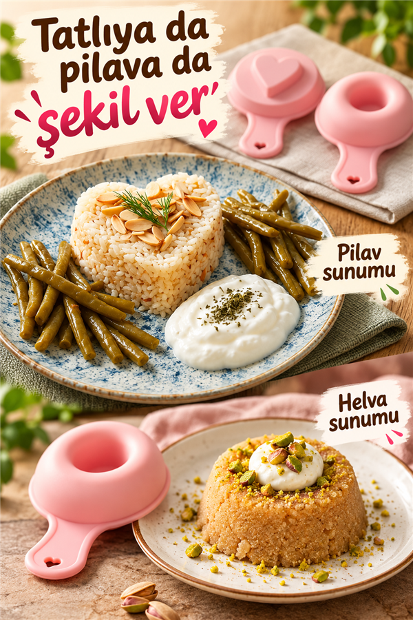 Mucit Home Pilav Tatlı Helva Sunum Kalıbı 2'li Kolay Şekil Veren Pratik Mutfak Kalıbı