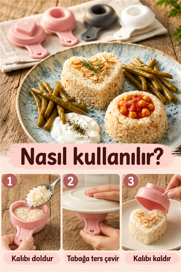 Mucit Home Pilav Tatlı Helva Sunum Kalıbı 2'li Kolay Şekil Veren Pratik Mutfak Kalıbı