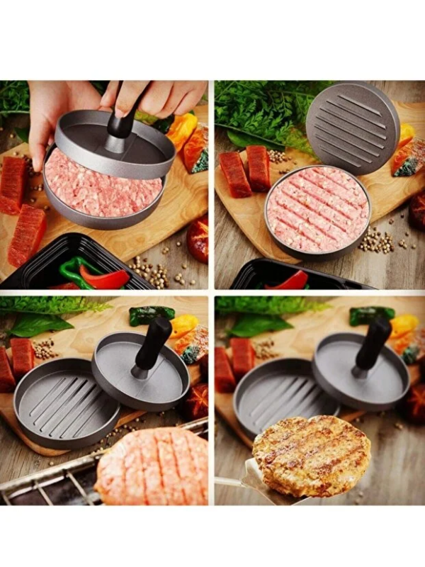 Mucit Home Paslanmaz Çelik Hamburger Köfte Yapma Pres Aparatı Çelik Burger Köfte Kalıbı