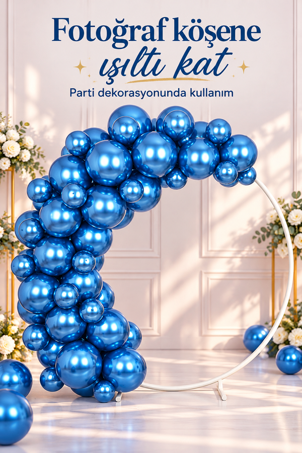 Mucit Home 10 Adet Mavi Krom Balon Seti – 12 inç | Parlak ve Göz Alıcı Parti Balonları
