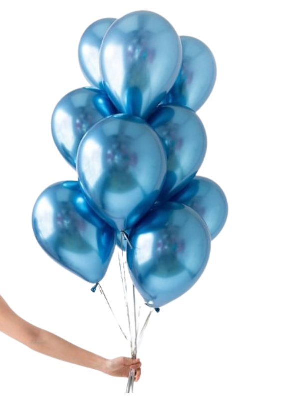 Mucit Home 10 Adet Mavi Krom Balon Seti – 12 inç | Parlak ve Göz Alıcı Parti Balonları