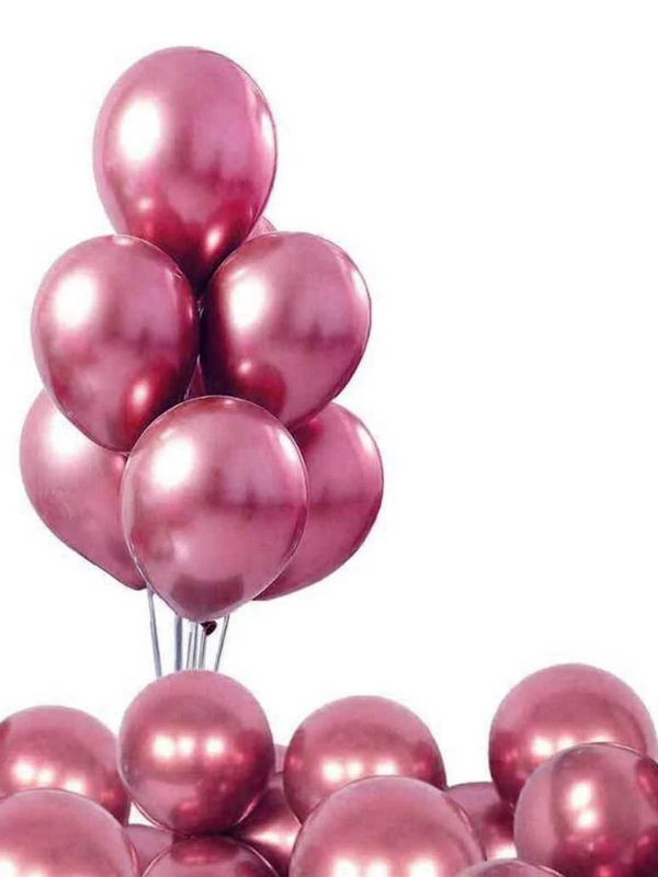 Mucit Home 10 Adet Pembe Krom Balon Seti – 12 inç | Parlak ve Göz Alıcı Parti Balonları