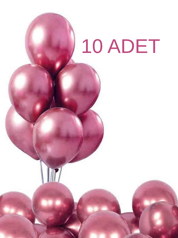 Mucit Home 10 Adet Pembe Krom Balon Seti – 12 inç | Parlak ve Göz Alıcı Parti Balonları