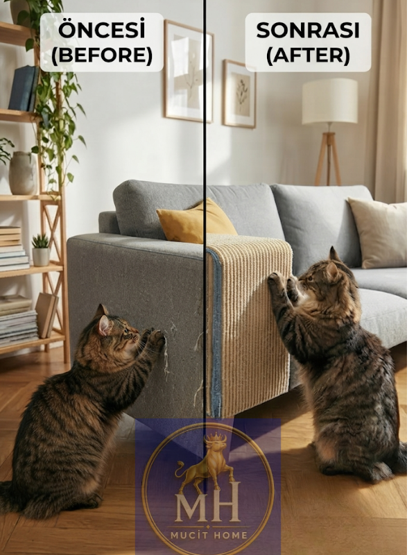 Mucit Home Evcil Hayvan Kendinden Yapışkanlı Koltuk Duvar Yapıştırmalı Tırmalama Halısı
