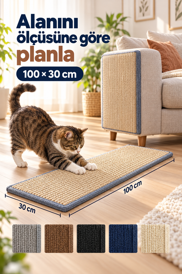 Mucit Home Evcil Hayvan Kendinden Yapışkanlı Koltuk Duvar Yapıştırmalı Tırmalama Halısı