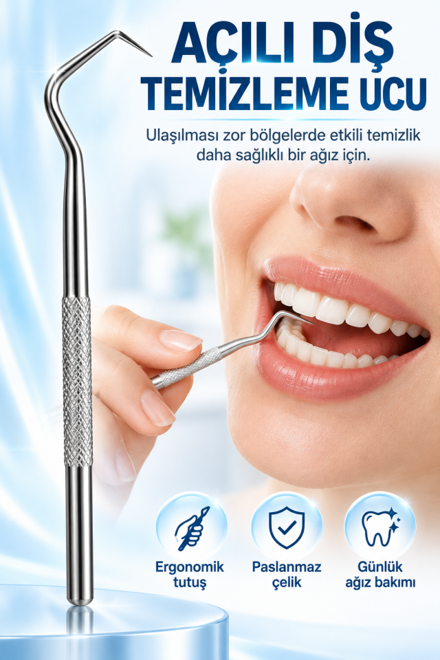 Mucit Home 7 Parça Paslanmaz Çelik Ağız Diş Tartar Sökücü Temizlik Bakım Seti