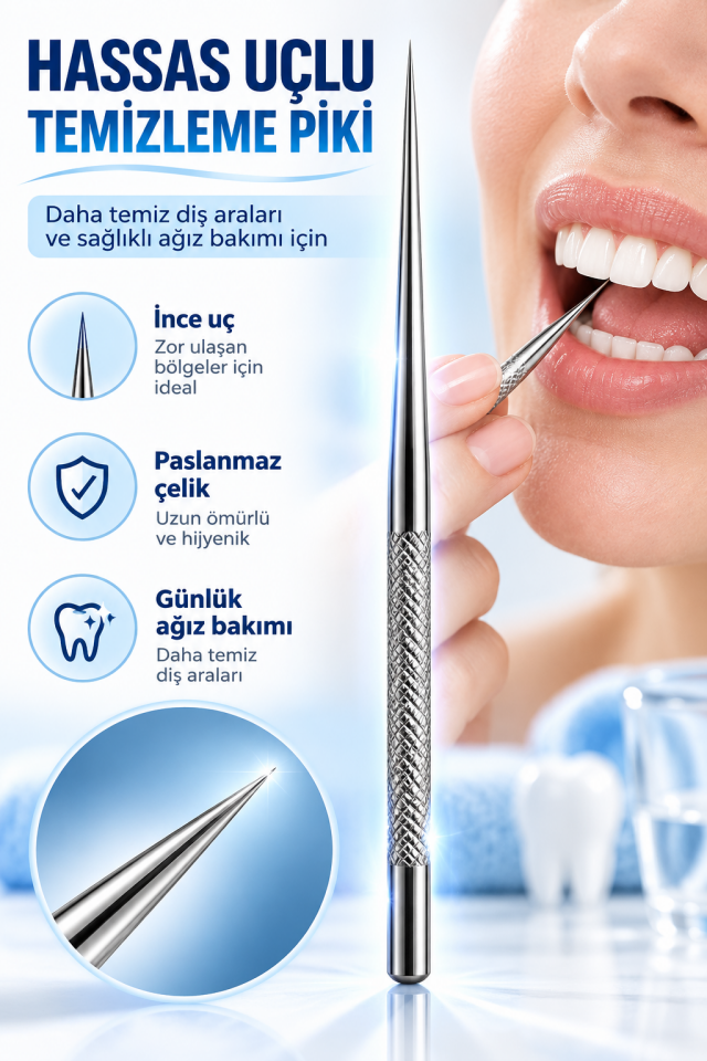 Mucit Home 7 Parça Paslanmaz Çelik Ağız Diş Tartar Sökücü Temizlik Bakım Seti
