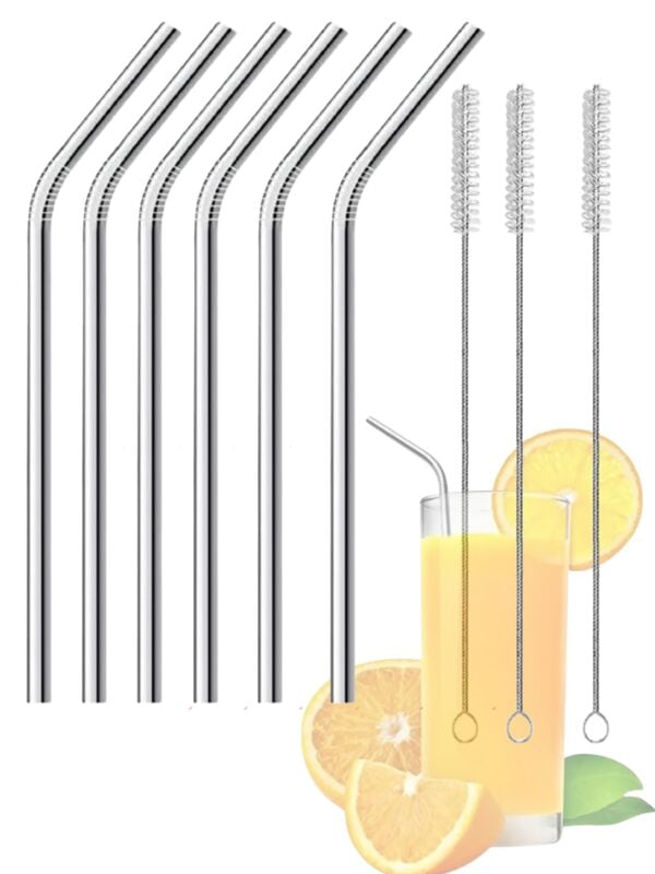 Mucit Home 9 Parça Paslanmaz Çelik Pipet Seti Ve Çubuk Pipet Temizleme Fırçası