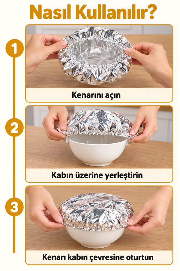 Mucit Home 20 Adet Folyo Tabak Tencere Bonesi- Gıda Isı Koruyucu Kapak Bone Mikrodalga Bonesi