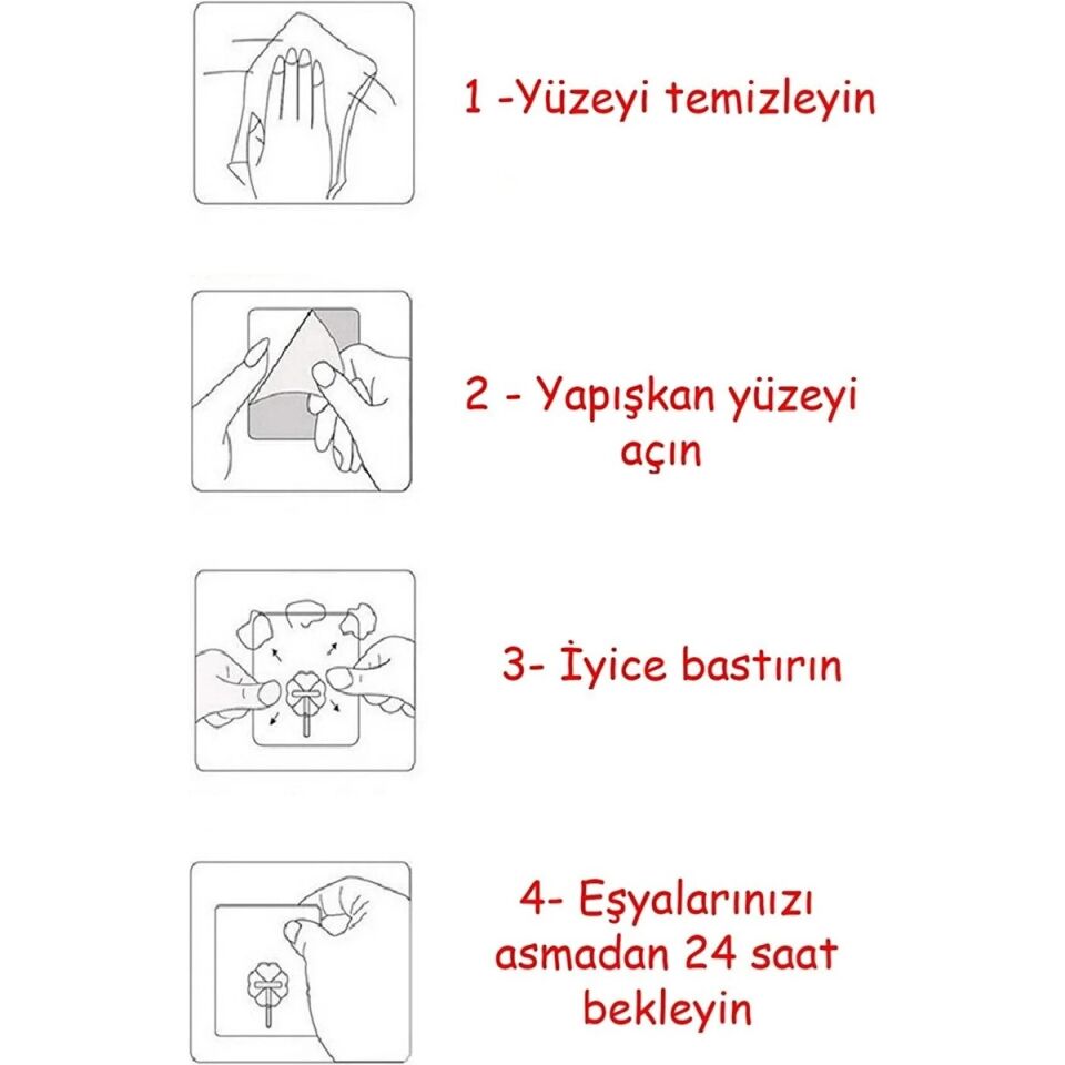 Mucit Home 4 Adet Kendinden Yapışkanlı Duvar Kancaları Şeffaf Raf Duvar Askıları Mutfak Banyo Vida Kanca Çivi