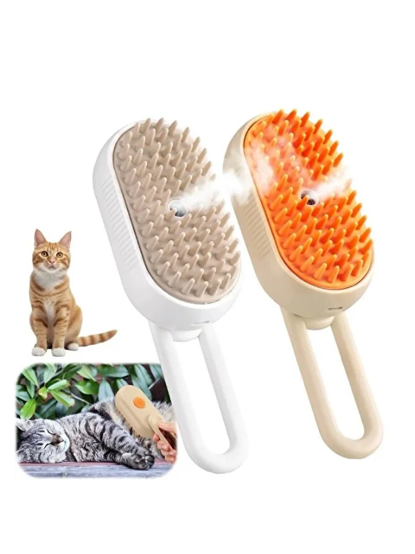 Mucit Home Saplı Buharlı Kedi Tarağı, Buharlı Kedi & Köpek Yıkama Fırçası Tarağı Yumuşak Silikonlu