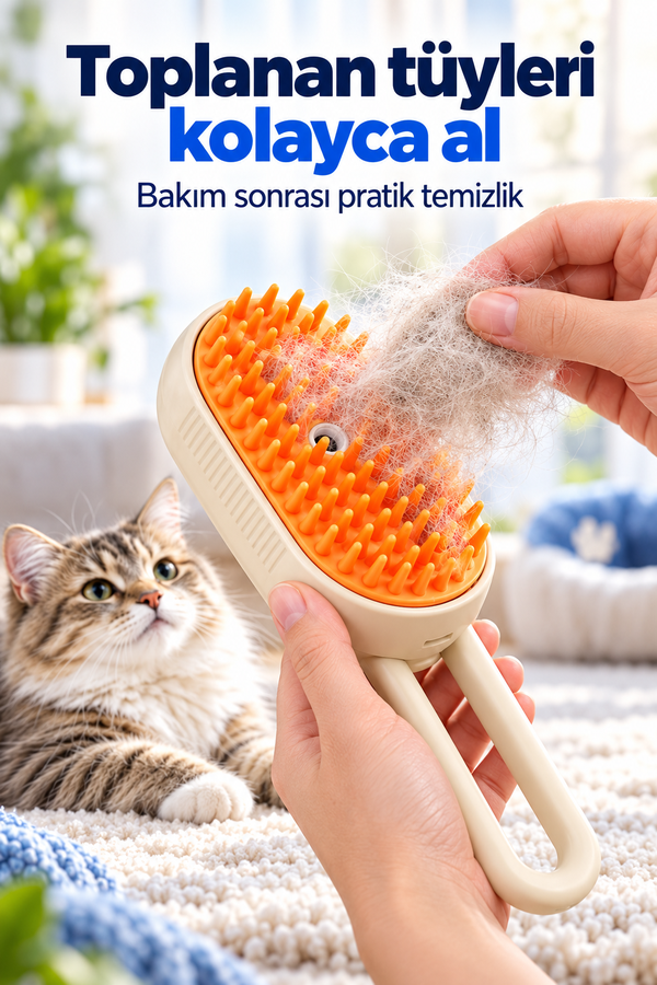 Mucit Home Saplı Buharlı Kedi Tarağı, Buharlı Kedi & Köpek Yıkama Fırçası Tarağı Yumuşak Silikonlu