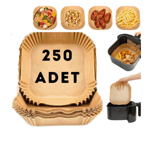 Mucit Home Airfryer Uyumlu Pişirme Kağıdı 250  ADET  | 16x16 Cm | Yağ Geçirmez - Pratik Kullanım Kare