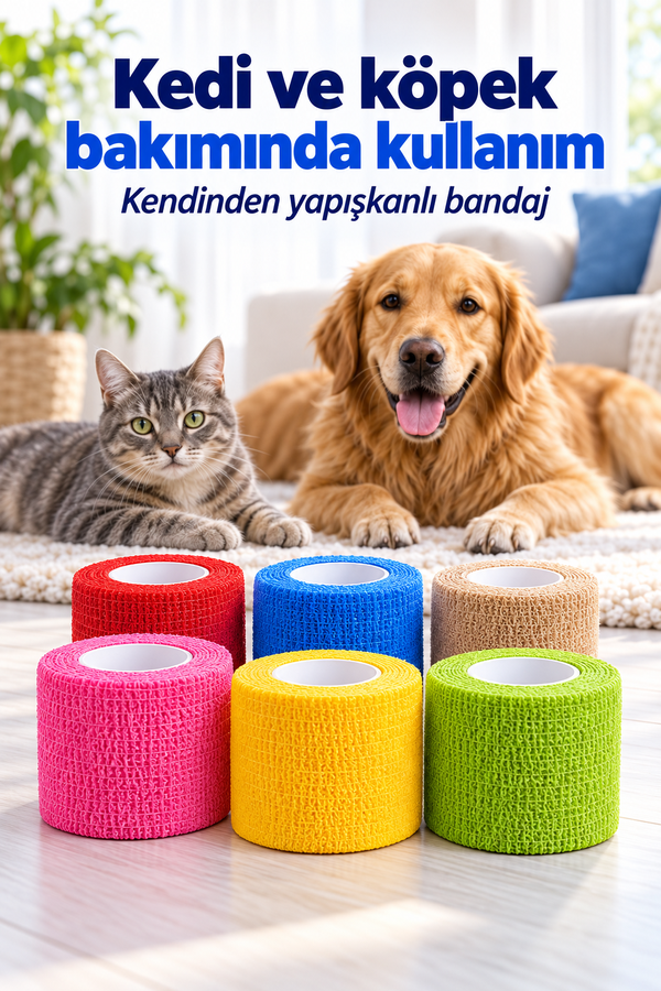 Mucit Home Kedi ve Köpek Pati Bandajı - Su Geçirmez - Kendinden Yapışkanlı