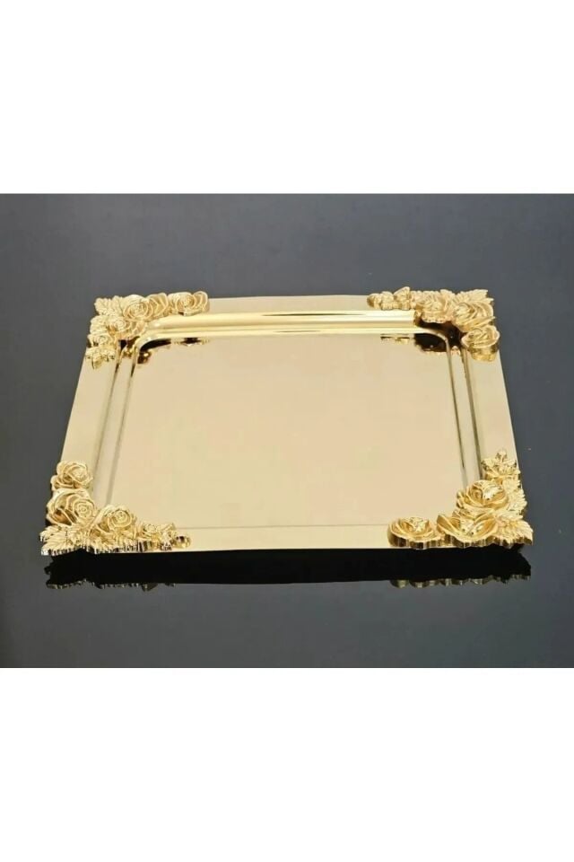 Mucit Home  Komple Gold Detaylı 18/10 Çelik Kahve Sunum Tepsisi 6 Adet