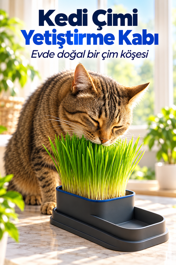 Mucit Home Topraksız Doğal Kedi Çim Yetiştirme Kabı