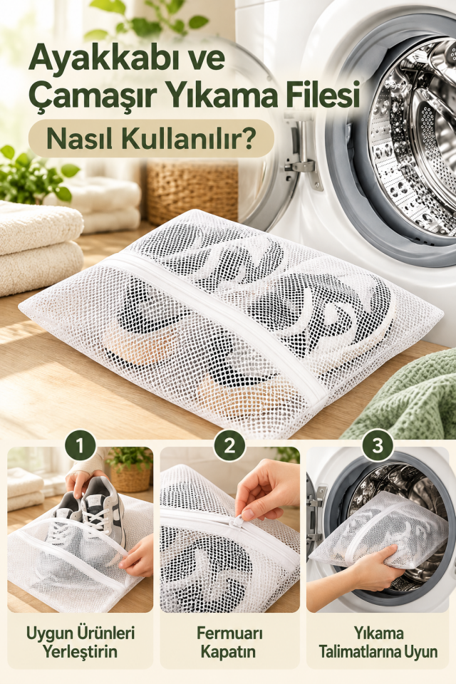 Mucit Home 1 Adet Ayakkabı Yıkama Filesi İç Çamaşır Çorap Yıkama Filesi 40*50 cm