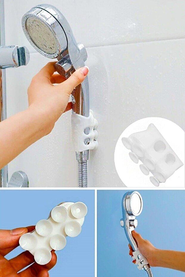 Mucit Home 1 Adet Duş Başlığı Tutucu Vantuzlu Vakumlu Silikon Başlık Tutucu Aparatı