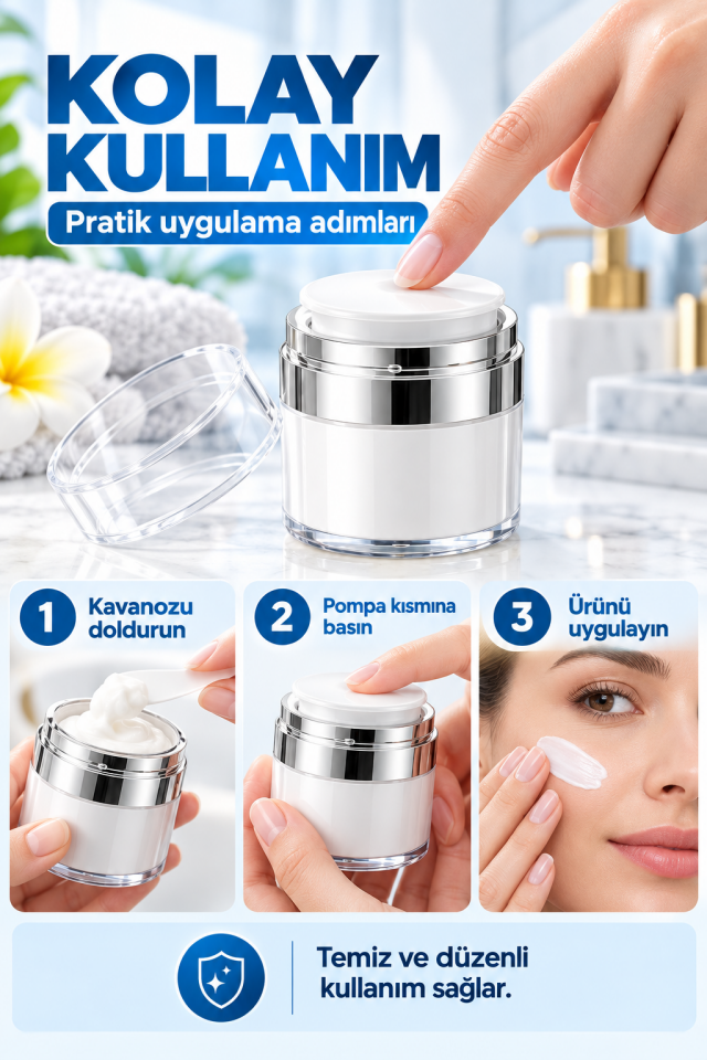 Mucit Home 1 Adet Şeffaf Krem Kutusu Doldurulabilir Pompalı Boş Krem Vücut Yağı Saklama Kutusu