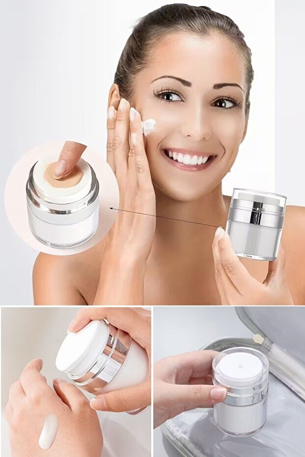 Mucit Home 1 Adet Şeffaf Krem Kutusu Doldurulabilir Pompalı Boş Krem Vücut Yağı Saklama Kutusu