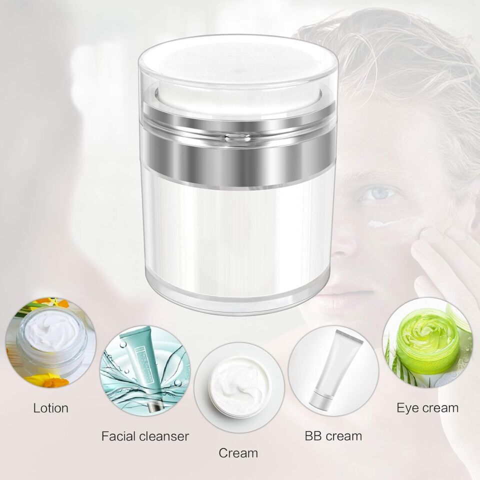 Mucit Home 2 Adet Şeffaf Krem Kutusu Doldurulabilir Pompalı Boş Krem Vücut Yağı Saklama Kutusu