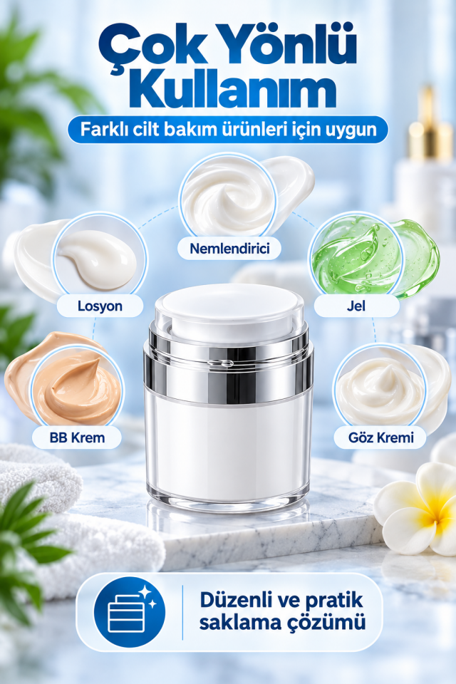 Mucit Home 2 Adet Şeffaf Krem Kutusu Doldurulabilir Pompalı Boş Krem Vücut Yağı Saklama Kutusu