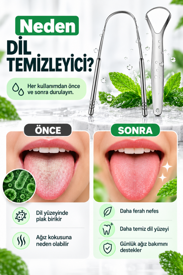 Mucit Home Dil Temizleyici Gümüş Ağız Bakım Dil Plak Temizleme Dil Sıyırıcı