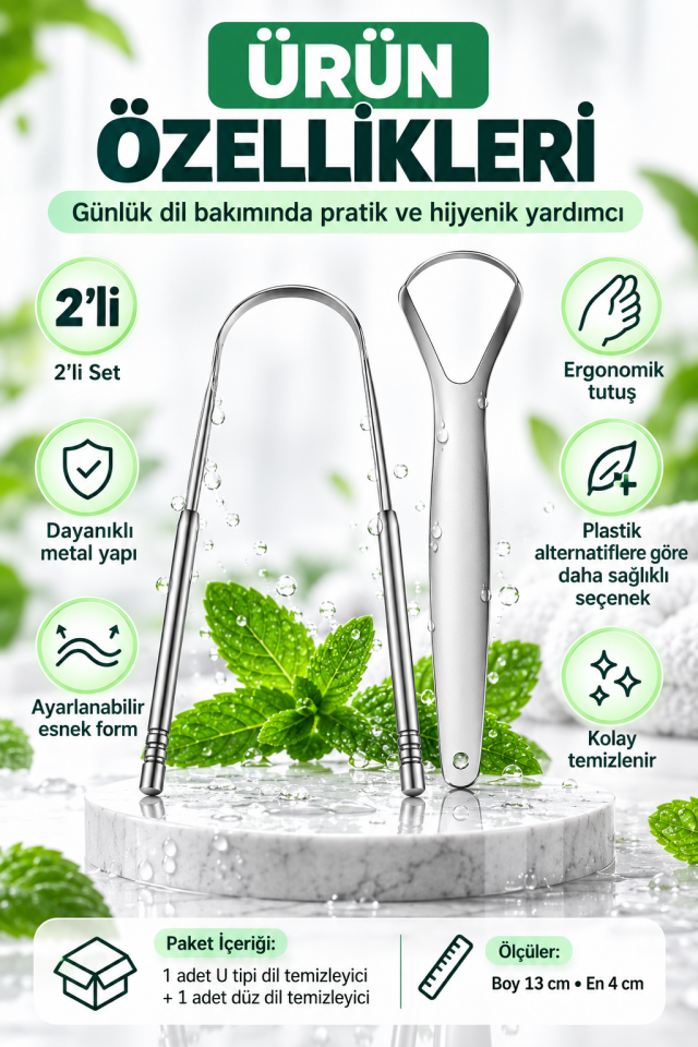 Mucit Home Dil Temizleyici Gümüş Ağız Bakım Dil Plak Temizleme Dil Sıyırıcı